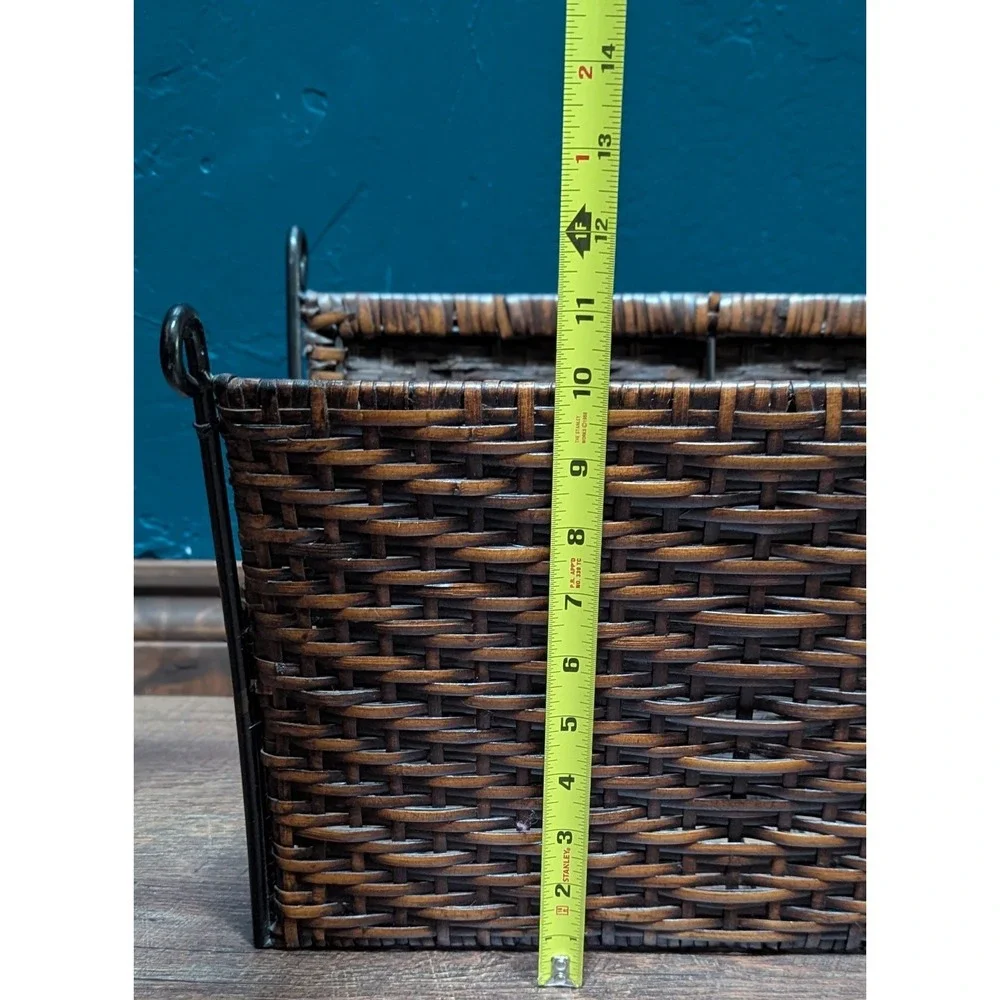 Pier 1 Jasmine Magazine Rack Woven With Scrolled Metal Detail NWT
